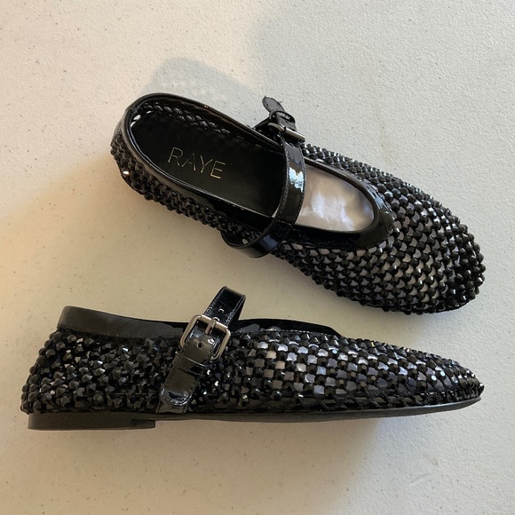 RAYE Shoes - RAYE Noam Flat Mary Jane Crystal Embellished Black Size 7 LIKE NEW